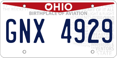 OH license plate GNX4929