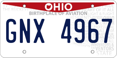 OH license plate GNX4967