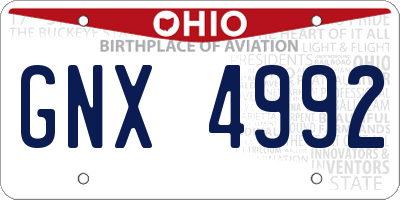 OH license plate GNX4992