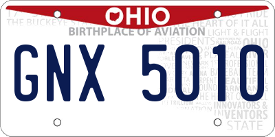 OH license plate GNX5010
