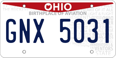 OH license plate GNX5031