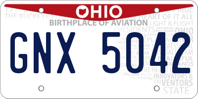 OH license plate GNX5042