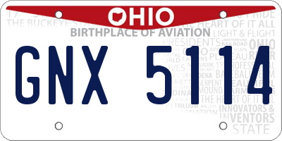 OH license plate GNX5114