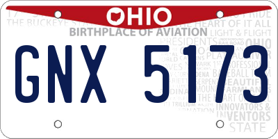 OH license plate GNX5173
