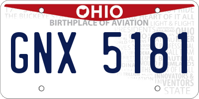 OH license plate GNX5181