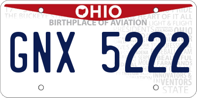 OH license plate GNX5222