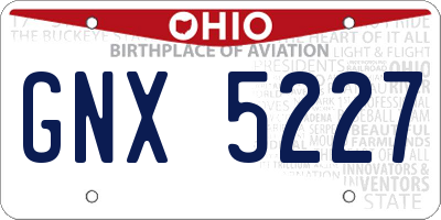 OH license plate GNX5227