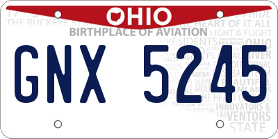 OH license plate GNX5245