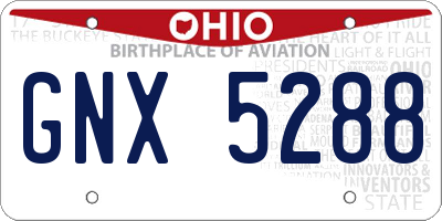 OH license plate GNX5288