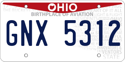 OH license plate GNX5312