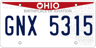 OH license plate GNX5315