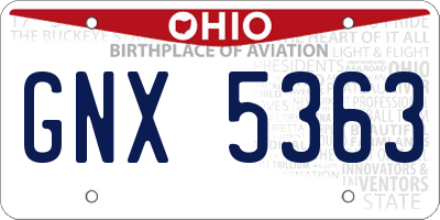 OH license plate GNX5363