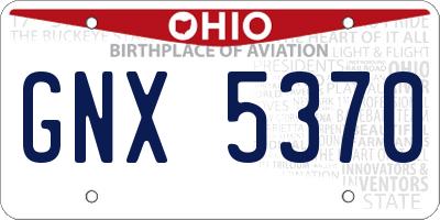 OH license plate GNX5370