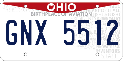 OH license plate GNX5512