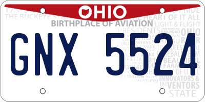 OH license plate GNX5524
