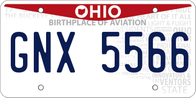 OH license plate GNX5566
