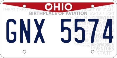 OH license plate GNX5574