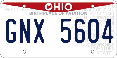 OH license plate GNX5604