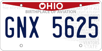 OH license plate GNX5625