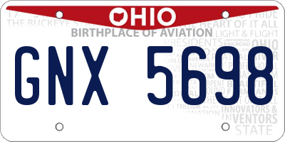 OH license plate GNX5698
