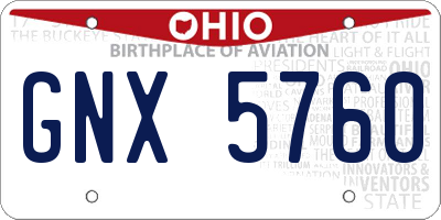 OH license plate GNX5760