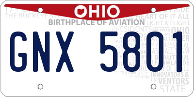 OH license plate GNX5801