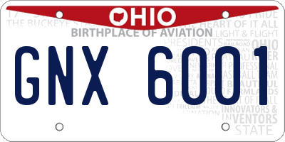 OH license plate GNX6001