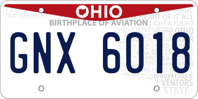 OH license plate GNX6018