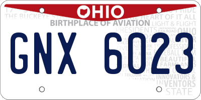 OH license plate GNX6023