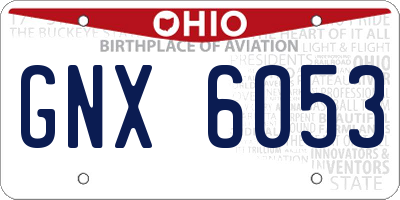 OH license plate GNX6053