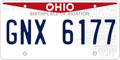 OH license plate GNX6177