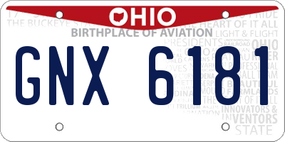 OH license plate GNX6181