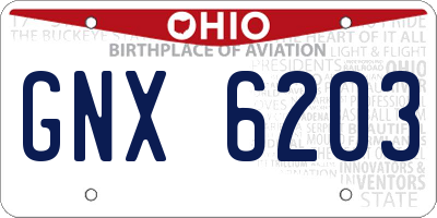 OH license plate GNX6203