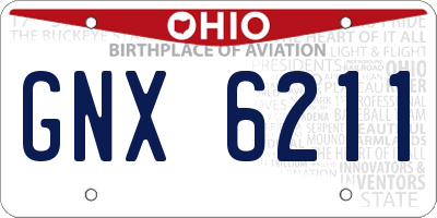 OH license plate GNX6211