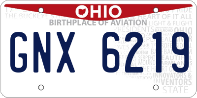 OH license plate GNX6219