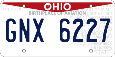 OH license plate GNX6227