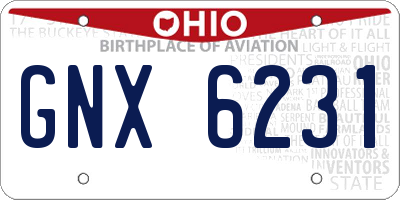 OH license plate GNX6231