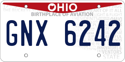 OH license plate GNX6242