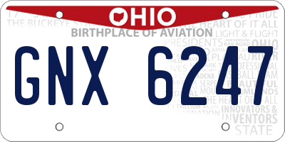 OH license plate GNX6247