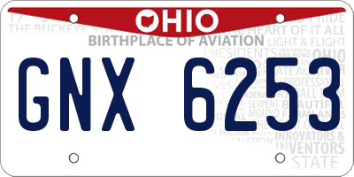 OH license plate GNX6253