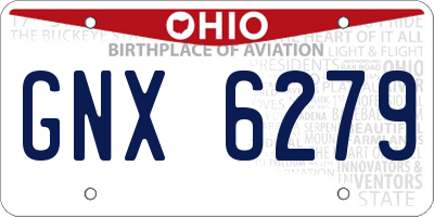 OH license plate GNX6279