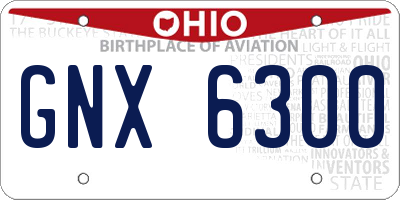 OH license plate GNX6300