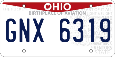 OH license plate GNX6319