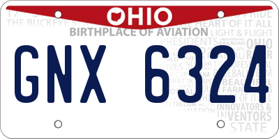 OH license plate GNX6324