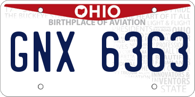 OH license plate GNX6363