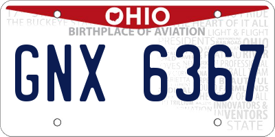 OH license plate GNX6367