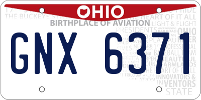 OH license plate GNX6371