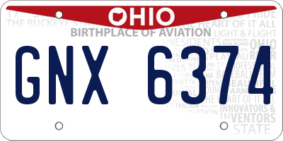 OH license plate GNX6374