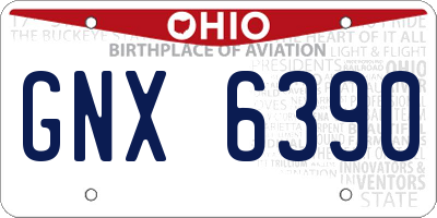 OH license plate GNX6390