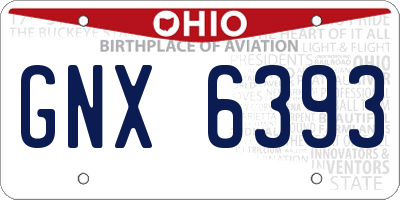 OH license plate GNX6393